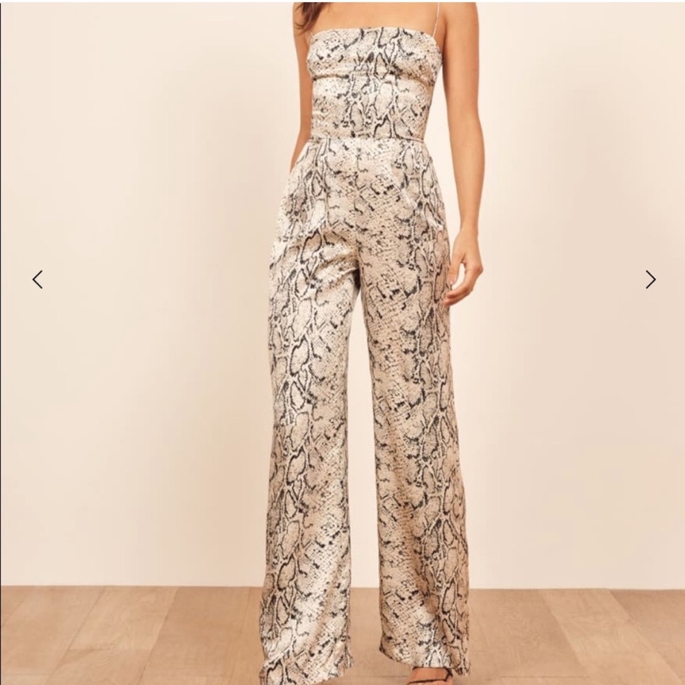 Reformation Haven Jumpsuit Silk Snakeskin Print Size 4